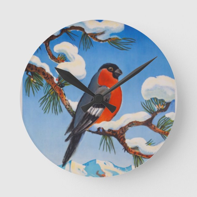 Vintag Pontresina Vacation Schweiz Tourismus Runde Wanduhr (Vorderseite)