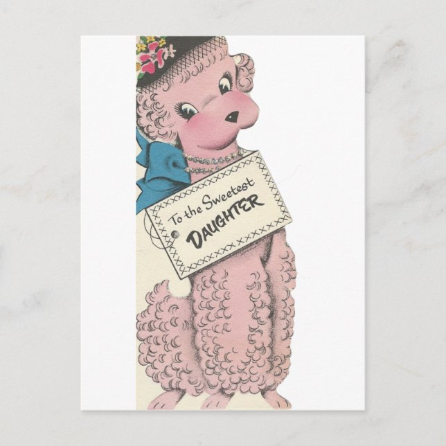Vintag Poodle Daughter Postkarte (Vorderseite)