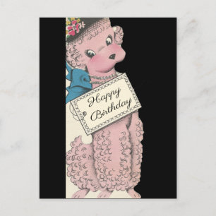 Vintag Poodle Happy Birthday Postkarte
