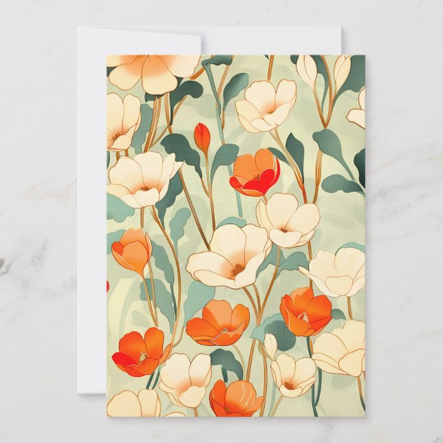 Vintag Poppy Blossom Ankündigung (Vorderseite)