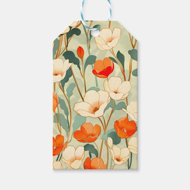Vintag Poppy Blossom Geschenkanhänger (Vorderseite)