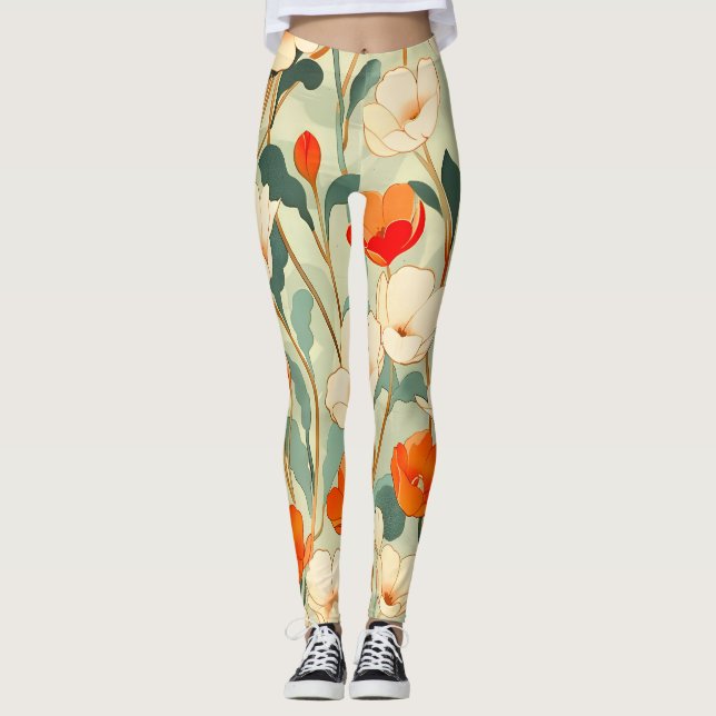 Vintag Poppy Blossom Leggings (Vorderseite)