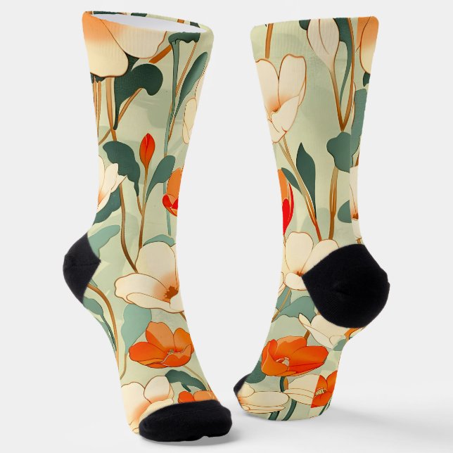 Vintag Poppy Blossom Socken (Gewinkelt)
