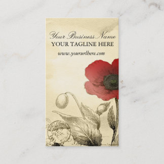 Vintag Poppy Business Cards - Ephemera Floral Visitenkarte