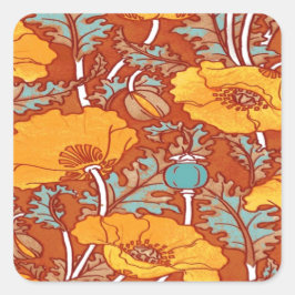 Vintag Poppy Quadratischer Aufkleber