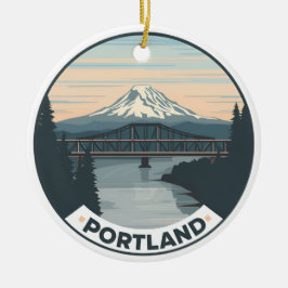 Vintag Portland Oregon Monte Hood Keramik Ornament