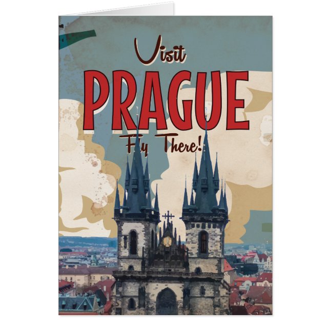 Vintag Prag, Tschechische Republik Reiseplakat (Vorne)