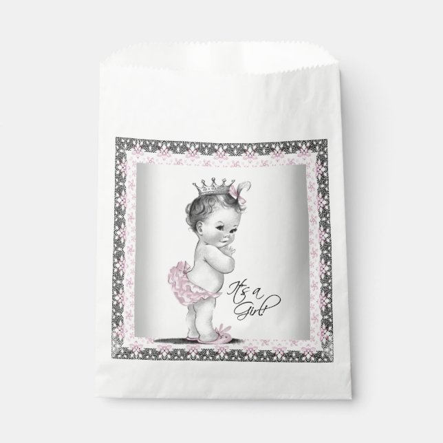 Vintag Princess Baby Dusche Geschenktütchen (Vorderseite)