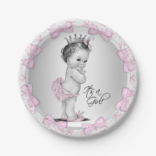 Vintag Princess Baby Duschpapier Teller (Vorderseite)