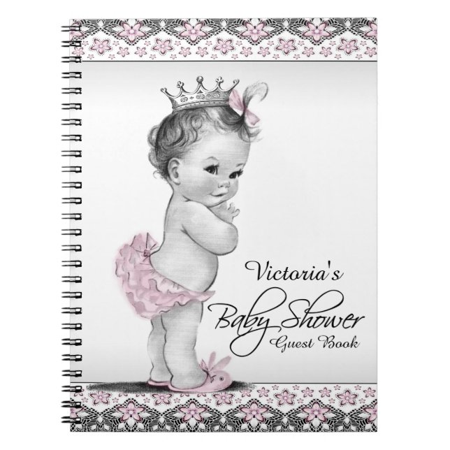 Vintag Princess Baby Showbook Notizblock (Vorderseite)