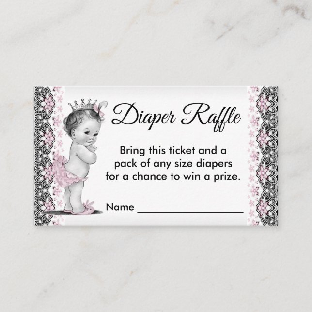 Vintag Princess Diaper Raffelschein Begleitkarte (Vorderseite)