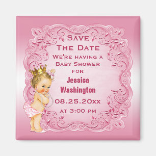 Vintag Princess Pearls Baby Dusche Save the Date Magnet