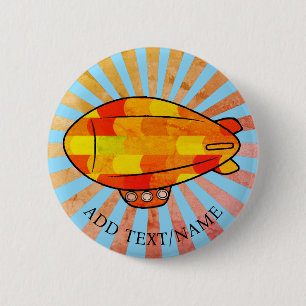 Vintag Print Blimp Ballon Sunny Sky Button