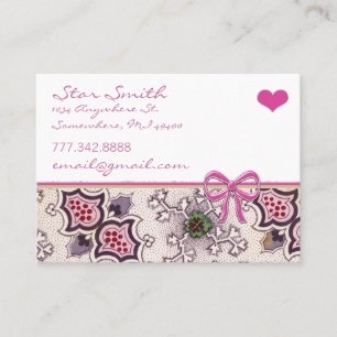 Vintag Print Deep Rasberry Plum Green White Visitenkarte