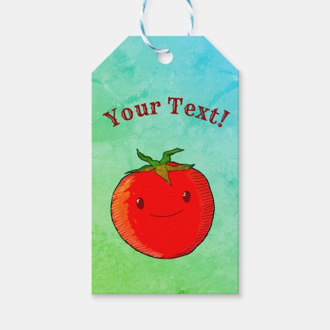 Vintag Print Style Niedlich Cartoon Tomato Geschenkanhänger (Vorderseite)