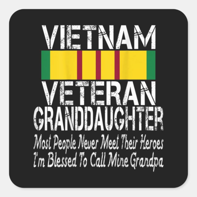 Vintag Proud Vietnam Veteran Grandtochter Quadratischer Aufkleber (Vorderseite)