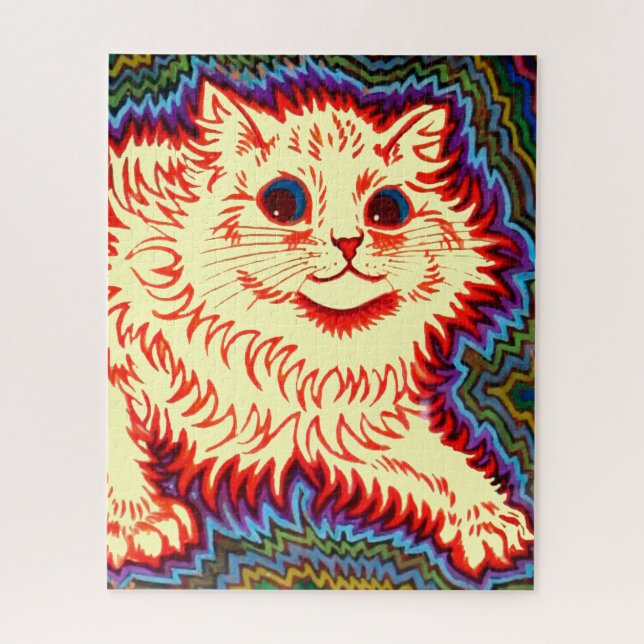 Vintag Psychedelic Cat von Louis Wain Puzzle (Vertikal)