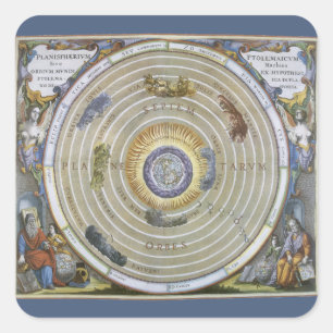 Vintag Ptolemaic Planisphere von Andreas Cellarius Quadratischer Aufkleber