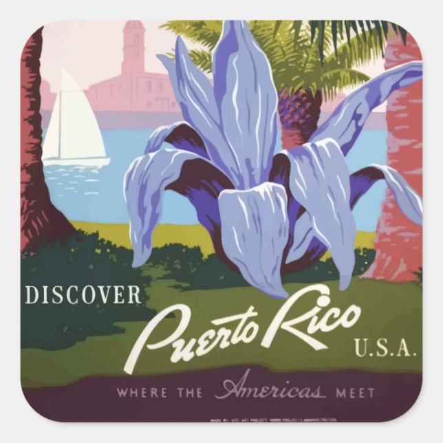 Vintag Puerto Rico Aufkleber (Vorderseite)