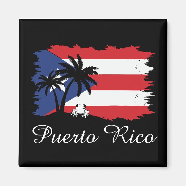 Vintag Puerto Rico Flag Coqui Boricua Magnet (Vorne)