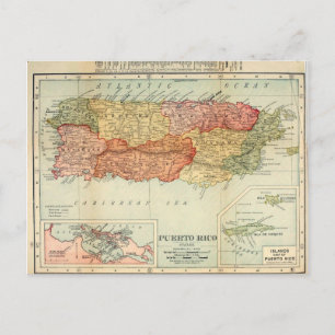 Vintag Puerto Rico Karte, 1898 Postkarte