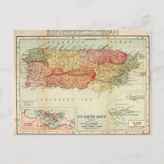 Vintag Puerto Rico Karte, 1898 Postkarte (Vorderseite)