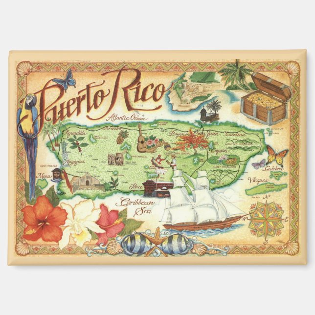 Vintag Puerto Rico Magnet (Vorderseite)