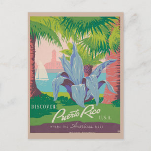 Vintag Puerto Rico Retro Beach Travel Postkarte