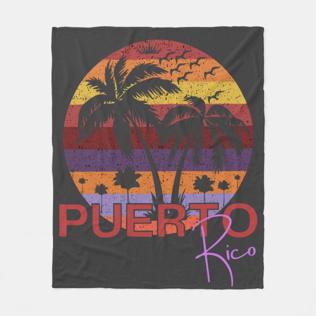 Vintag Puerto Rico Summer Beach Fleecedecke (Vorderseite)
