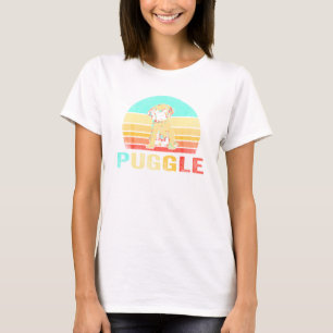 Vintag Puggle Dog Sunset T-Shirt