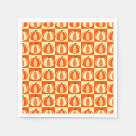 Vintag Pumpkin Orange Tartan Karierter Erntedank Serviette
