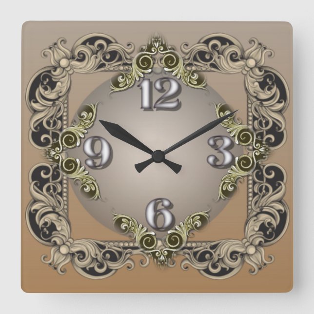 Vintag Quadratische Wanduhr (Vorderseite)