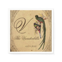 Vintag Quetzal Bird Wedding Napkin