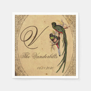 Vintag Quetzal Bird Wedding Napkin Serviette