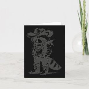 Vintag Raccoon Cowboy Cowgirl Trash Panda Western Karte