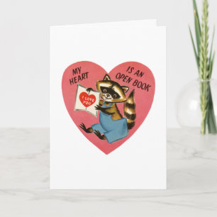 Vintag Raccoon Valentine Feiertagskarte