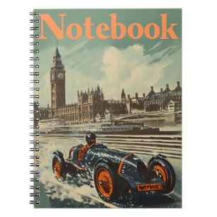 Vintag Racing Car London Big Ben Notizblock