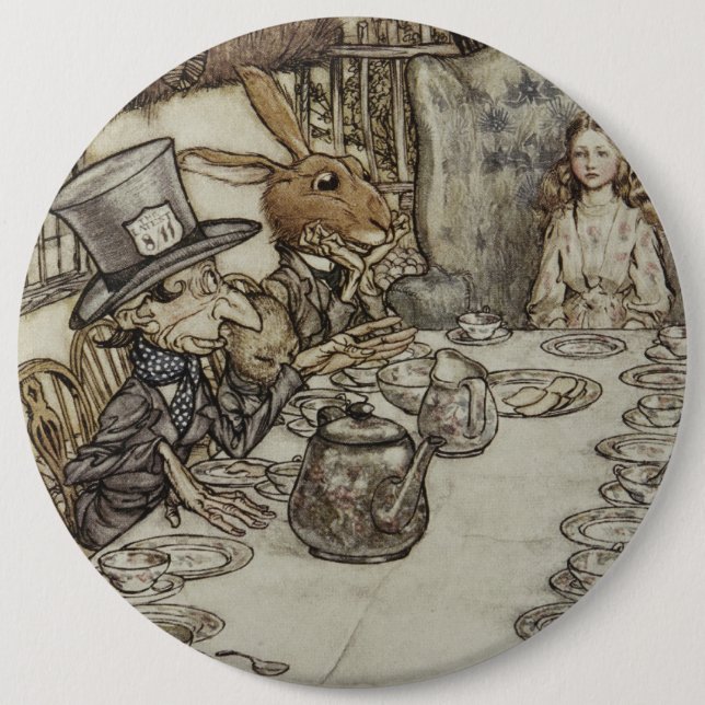 Vintag Rackham Mad Tea Party Alice im Wunderland Button (Vorderseite)