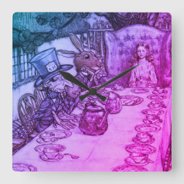 Vintag Rackham Mad Tea Party Alice im Wunderland Quadratische Wanduhr