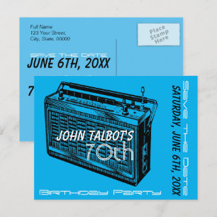 Vintag Radio 70. Geburtstagsparty Save the Date Ankündigungspostkarte