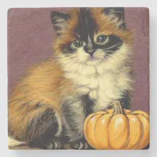 Vintag Ragdoll Halloween Cat Steinuntersetzer