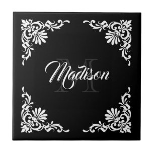 Vintag-Rahmen-Monogramm Fliese