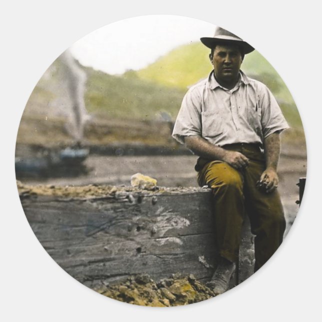 Vintag Railroad Hobo Runder Aufkleber (Vorderseite)