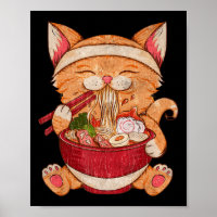 Vintag Ramen Cat Japanese Food Kawaii Anime Girls