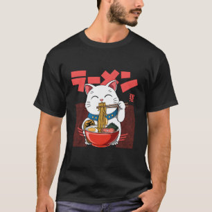 Vintag Ramen Luck - Maneki Neko Katze Noodles Kawa T-Shirt