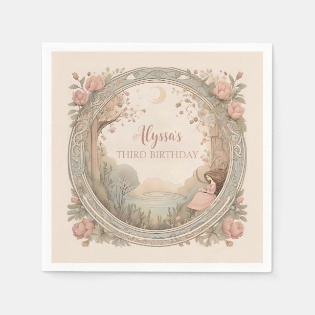 Vintag Rapunzel Fairytale Serviette (Vorderseite)