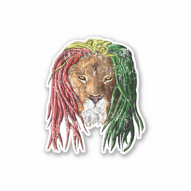 Vintag Rasta Reggae Lion Aufkleber (Vorderseite)