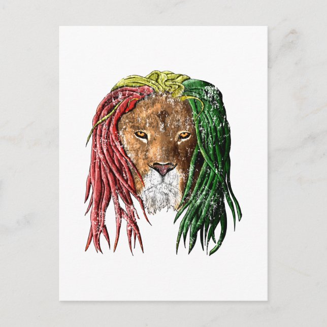 Vintag Rasta Reggae Lion Postkarte (Vorderseite)