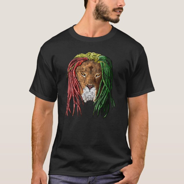 Vintag Rasta Reggae Lion T-Shirt (Vorderseite)