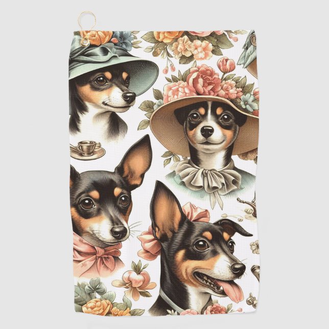 Vintag Rat Terrier Seamless Golfhandtuch (Vorderseite)